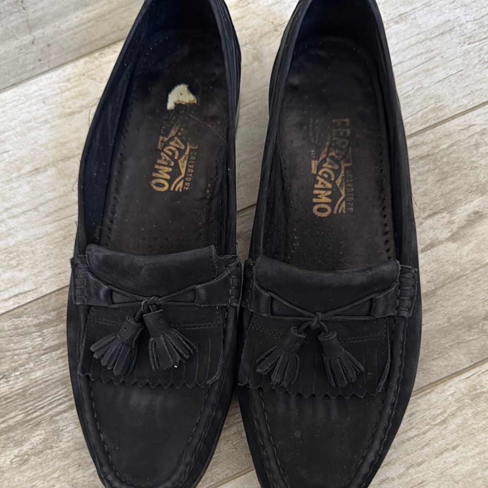 Salvatore Ferragamo Black Loafers with Tassels